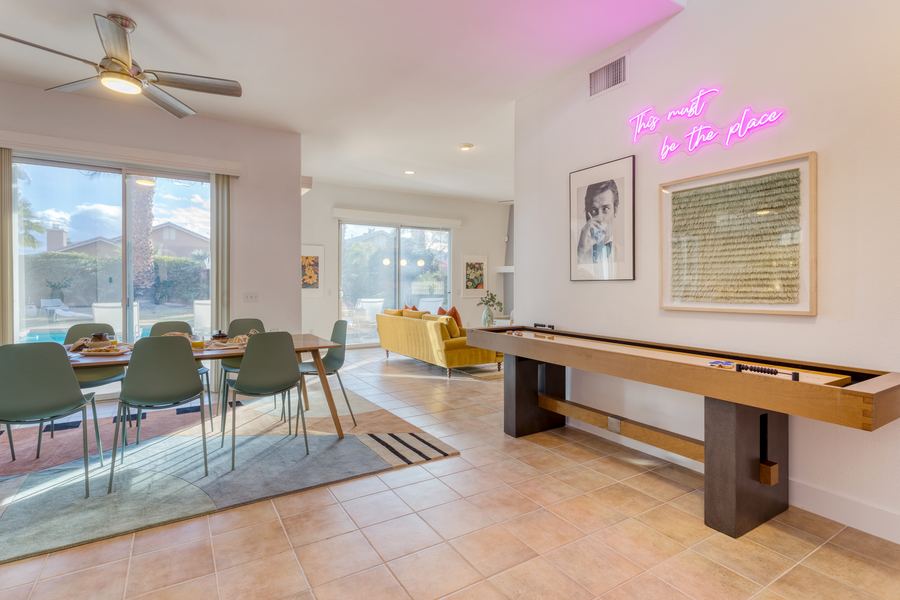 Dining area and shuffleboard